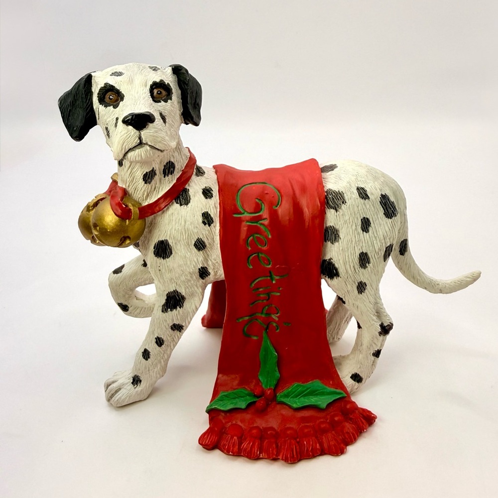 Tom Rubel Silver Deer Dalmatian Dog Figurine Christmas Animals Vintage 4.5”